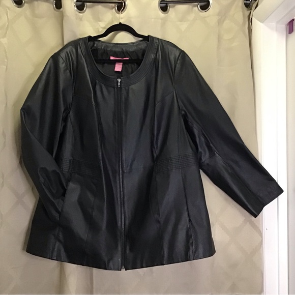 Woman Within 02-0201-0 A-Line Leather Jacket - Picture 9 of 13